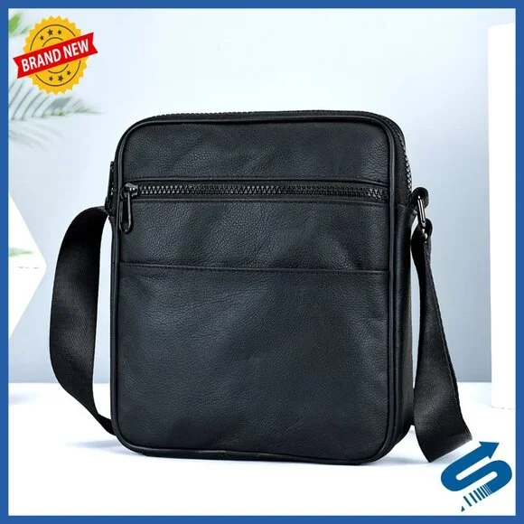 Genuine Leather Crossbody Messenger Bag for Men Work Travel Essentials